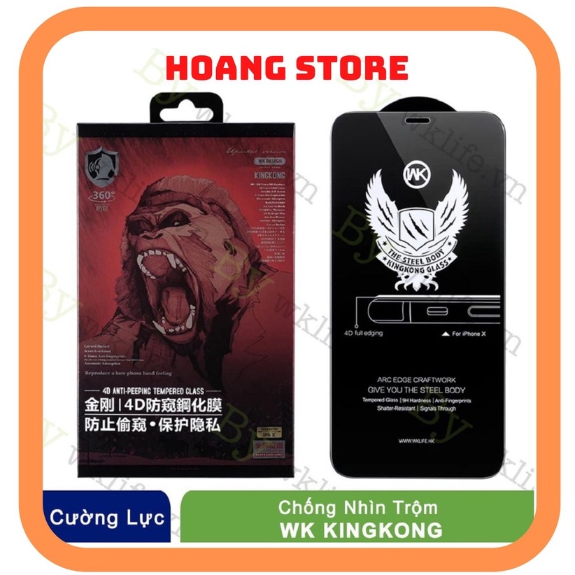 Kính cường lực iphone chống nhìn trộm kingkong 13promax 13 pro 12pro 12promax 11promax 11pro xs max full màn hình WK