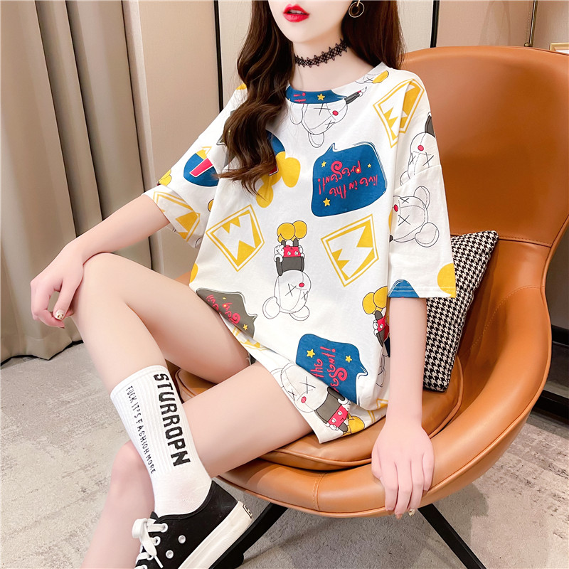 2021 summer new short-sleeved T-shirt women's wild loose top trend