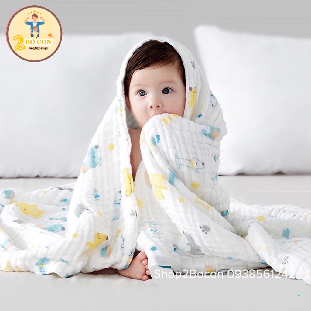 Khăn xô tắm cho bé 6 lớp 100% Cotton đa năng siêu mềm và siêu thấm