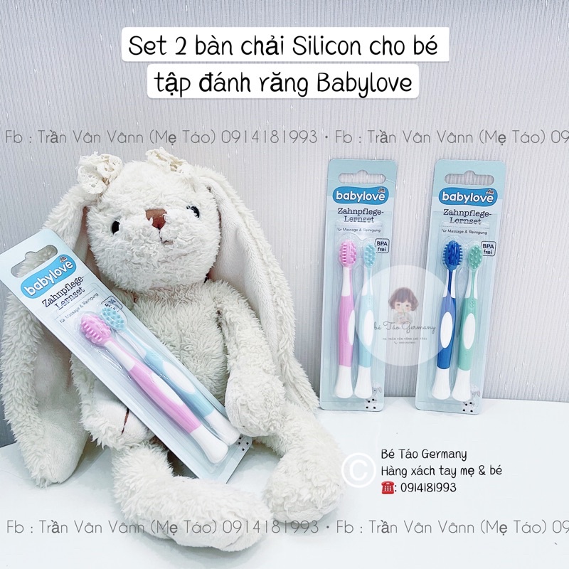 Set 2 bàn chải silicon Babylove cho bé tập đánh răng - Đức