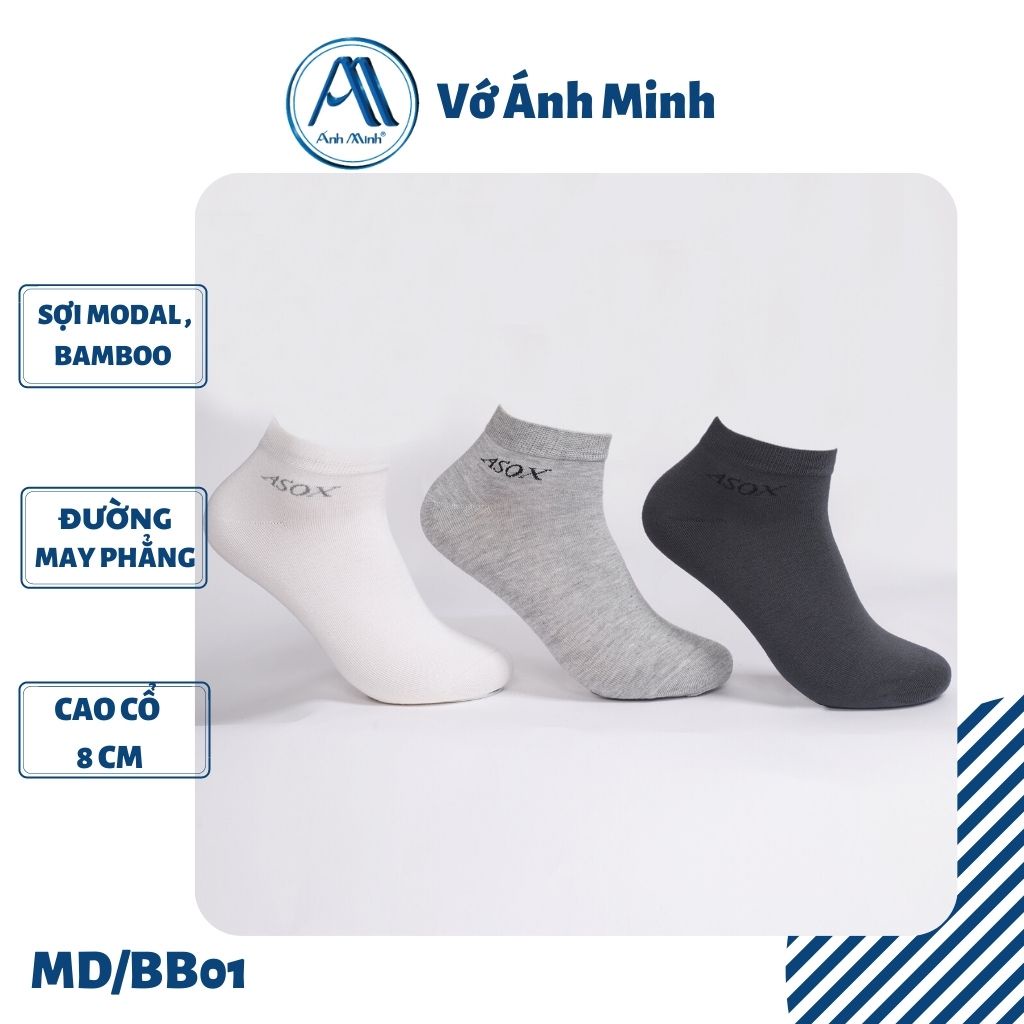Vớ nam cổ ngắn sợi Bamboo/Modal Ánh Minh AMISOCKS cao cấp, mịn màng, hút ẩm, Tất nam Công sở MD/BB01