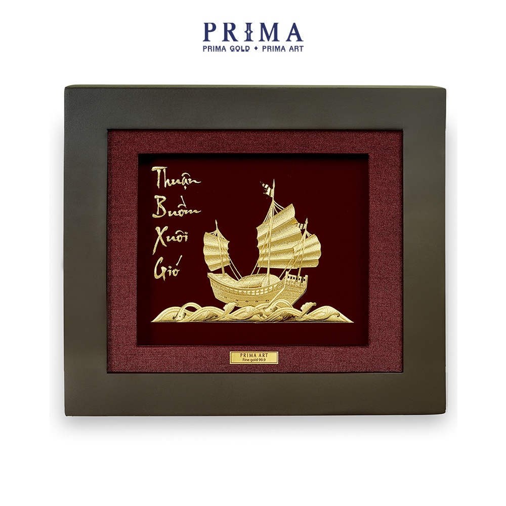 Tranh Vàng 24K PRIMA ART - Thuận Buồm Xuôi Gió May Mắn Bình An - Size 25 x 29 cm - CGS-0624-01