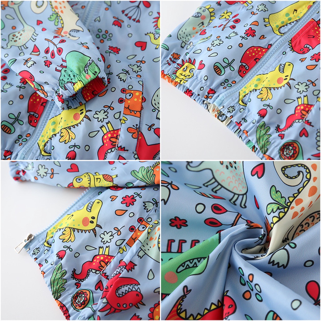 Áo Khoác Gió Có Mũ Trùm In Hoạt Hình Dễ Thương Cho Bé Trai