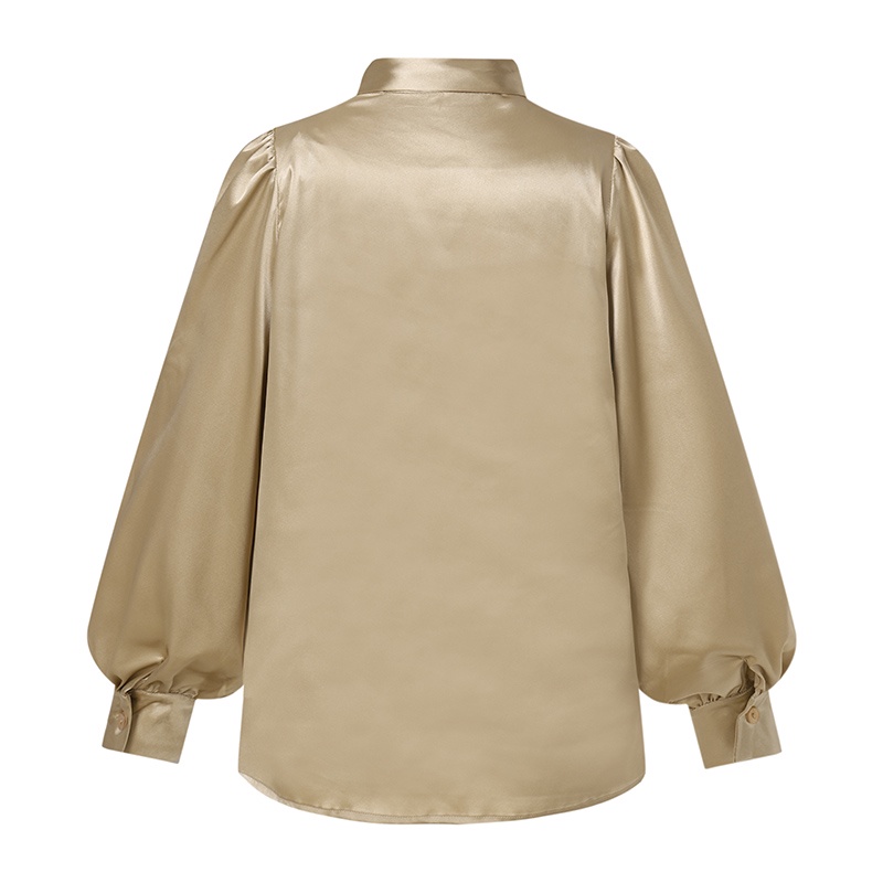 Áo sơ mi satin ZANZEA dáng rộng màu trơn phối dây buộc nơ thời trang cho nữ