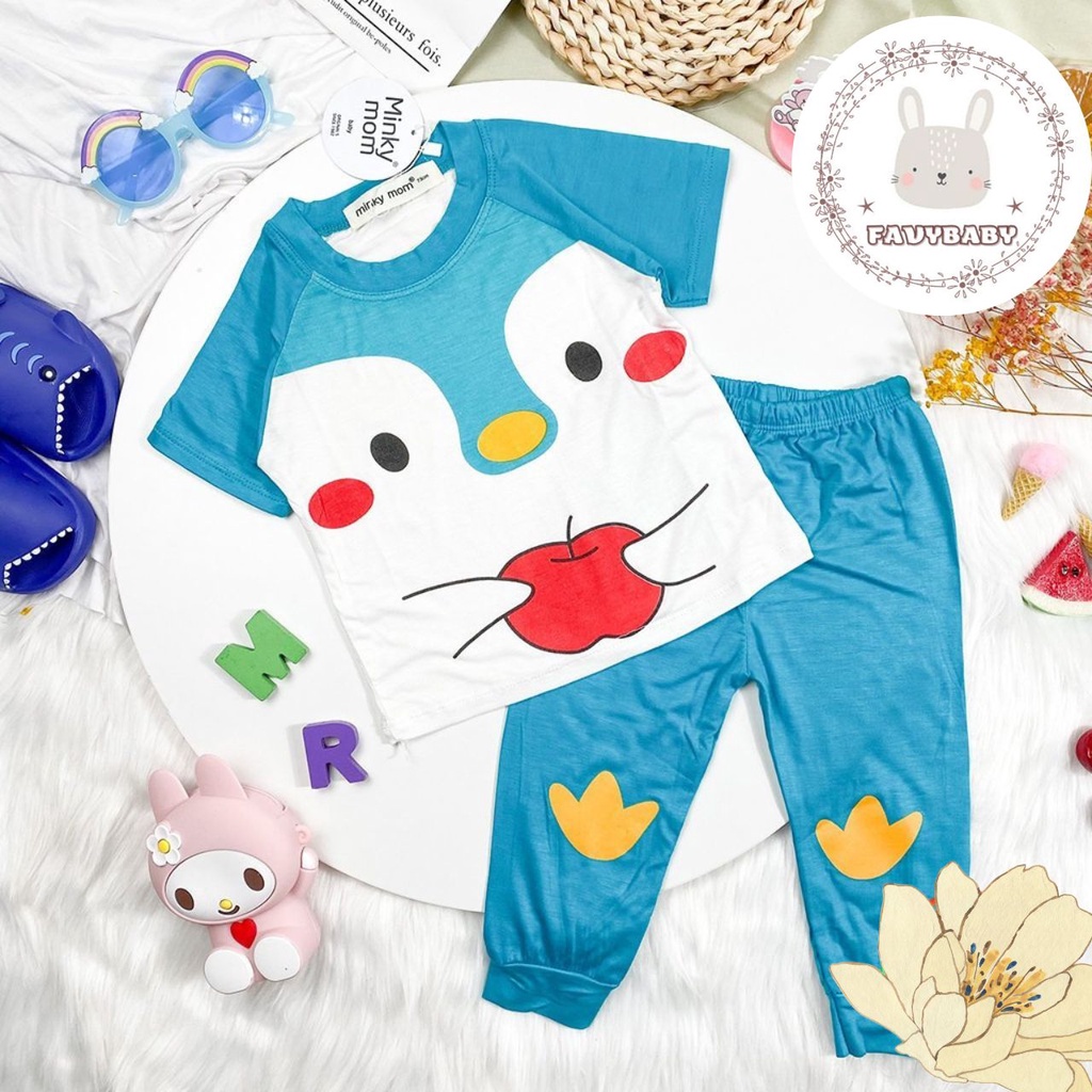 Đồ Bộ MINKY MOM Bé Trai Bé Gái Tay Ngắn Quần Dài Hình Sư Tử Chim Cánh Cụt Mèo Đỏ Màu Trẻ Em 0 1 2 3 4 5 Tuổi - Favybaby
