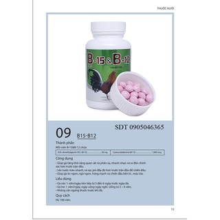 B15&B12 - Nuôi Tăng Bo Trước Khi thi đấu - Lọ 100 viên