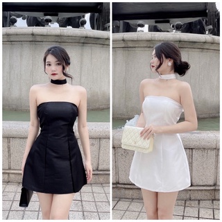 Váy tafta quây kèm cổ chocker (cổ rời tháo dc)