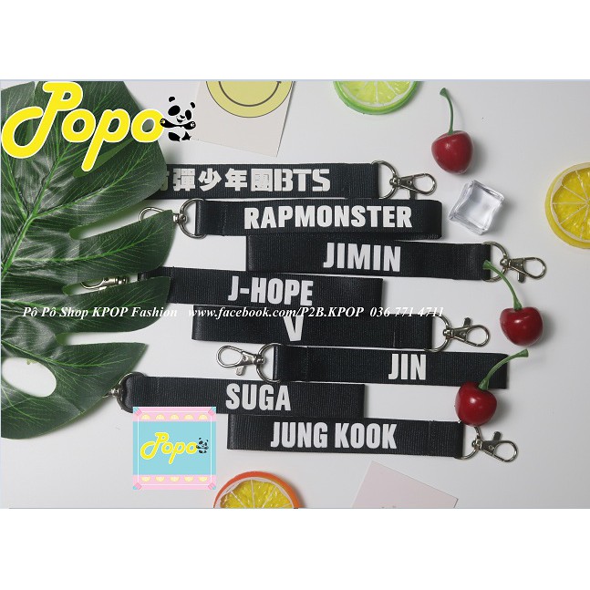 nametag móc khóa treo đen trắng BTS