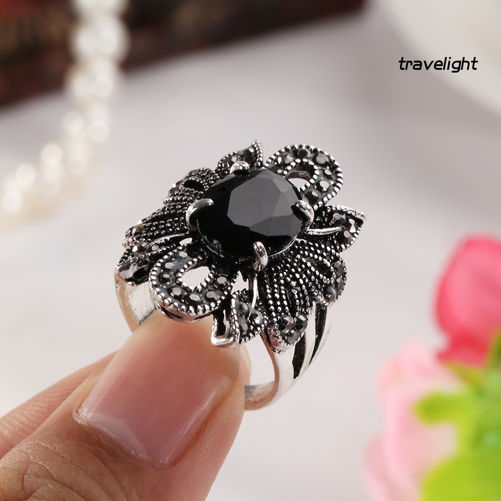 (Travelight) Nhẫn hợp kim mặt hình hoa rỗng phong cách vintage dành cho nữ