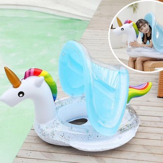 Phao bơi trẻ em Unicorn kỳ lân có mái che đáng yêu