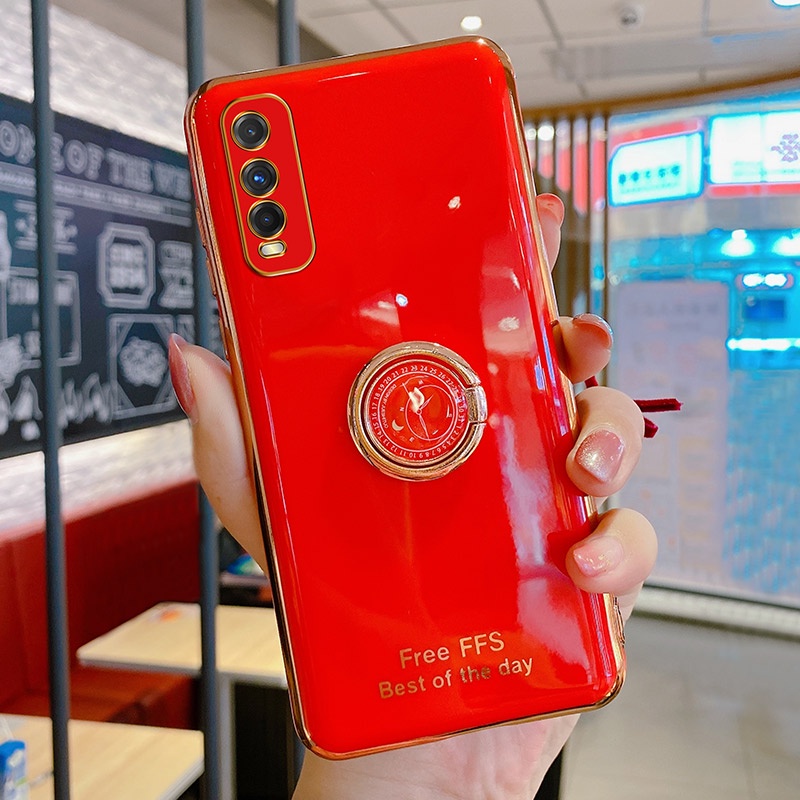 Ốp lưng VIVO Y12S Y12A Y20 Y20i Y20S Y11S case Ốp Điện Thoại Silicon Mềm Mạ Điện Có Vòng Đỡ Cho