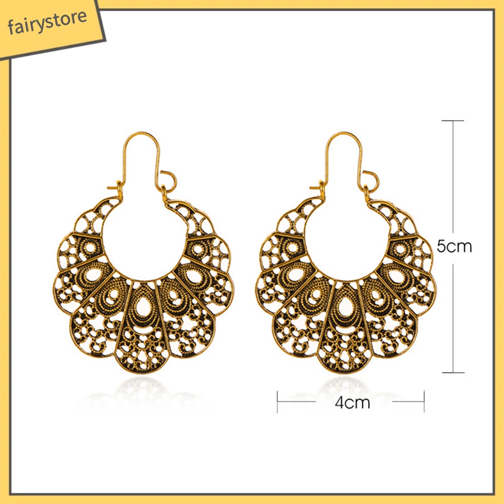 Bông tai hình hoa rỗng phong cách vintage thời trang nữ