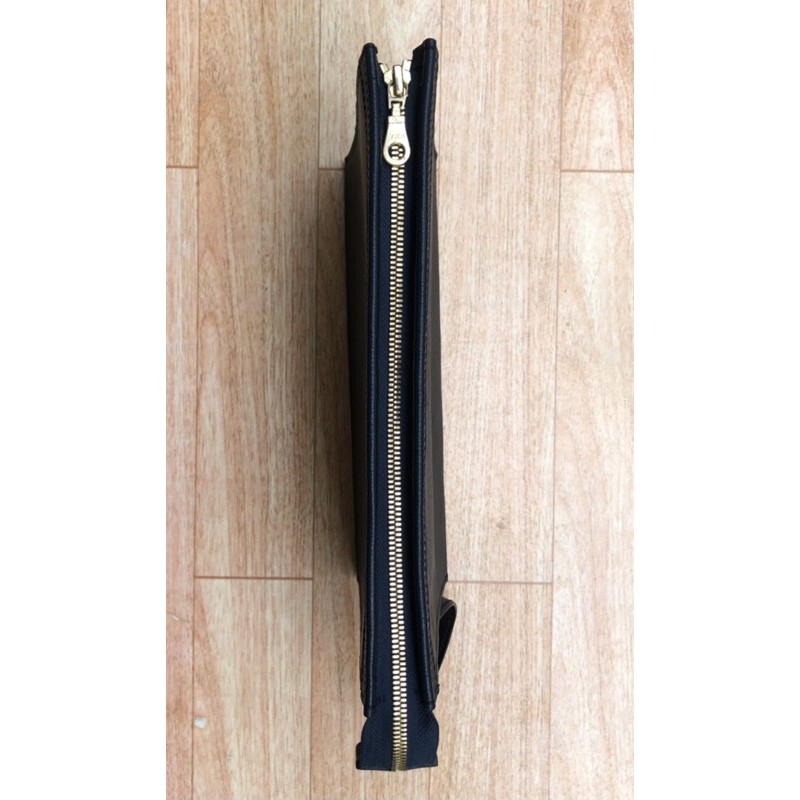 Ví clutch handmade da bò vân taiga xanh navy