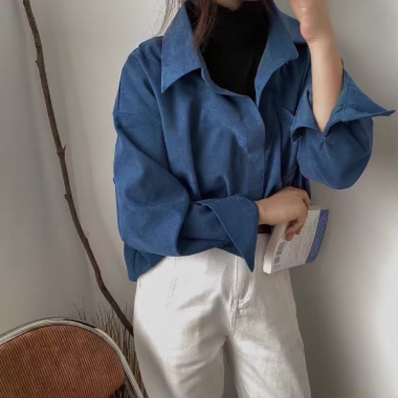 ÁO SƠMI NOEL NHUNG (Sẵn màu xanh)•GITCHYMATCHY