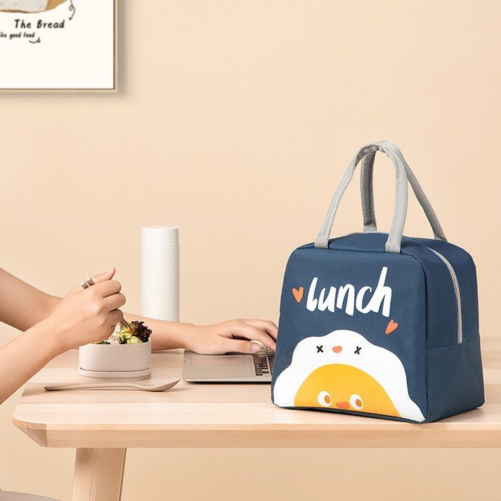 Túi đựng cơm giữ nhiệt vải Oxford chống thấm, cách nhiệt, size to  - Gà Nâu