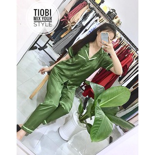Pijama phí lụa phối viền