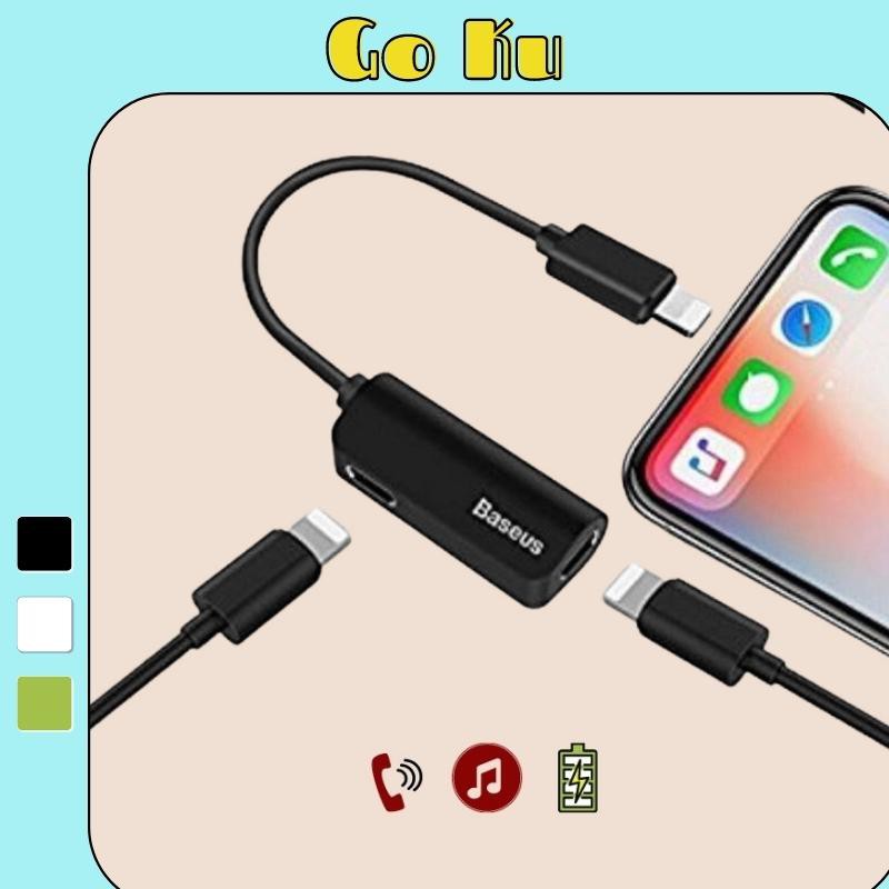 Cổng chuyển đổi tai nghe ĐT táo Baseus L37 jack chia vừa sạc vừa đeo tai nghe có mic bảo hành 6 tháng-Go Ku