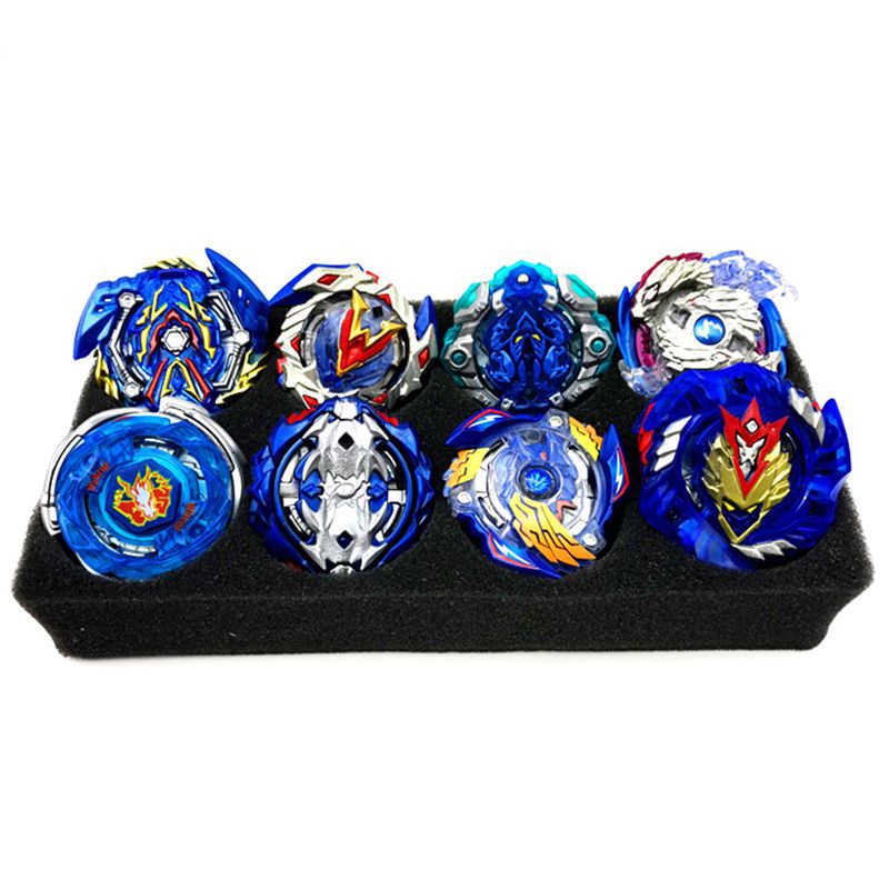 Bộ 8 con quay đồ chơi Gyro Burst Beyblade kèm dĩa phóng và hộp đựng nhỏ gọn dành cho trẻ em