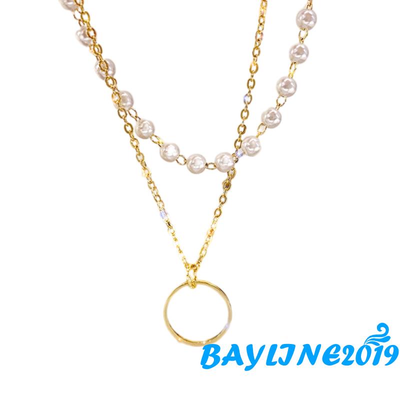 Vòng cổ Hai Lớp Đính Ngọc Trai Nhân Tạo Tự Nhiên Dành Cho Nữ