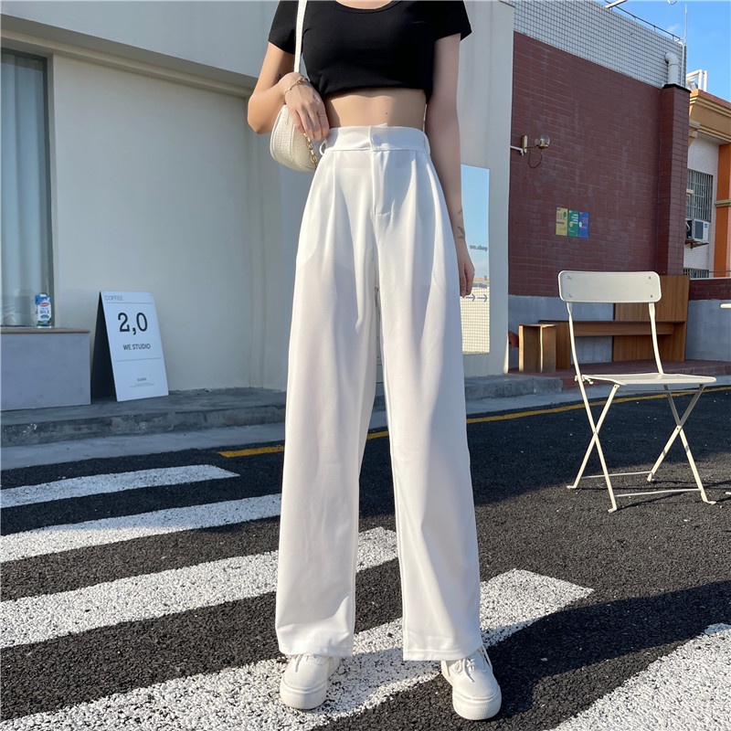 Quần dài ống rộng lưng cao thời trang cho nữ