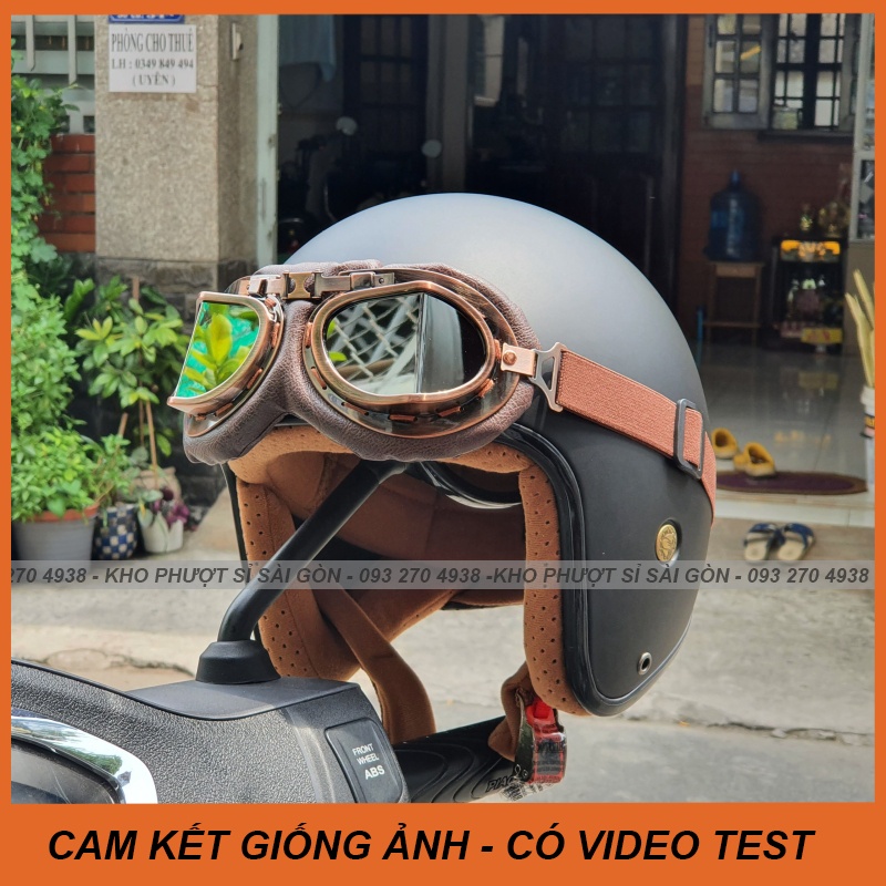 Kho Sỉ SG - Phụ kiện kính dây phi công gắn mũ bảo hiểm 3/4 chống tia UV cao cấp loại tốt - Kính gắn mũ bảo hiểm 1/2