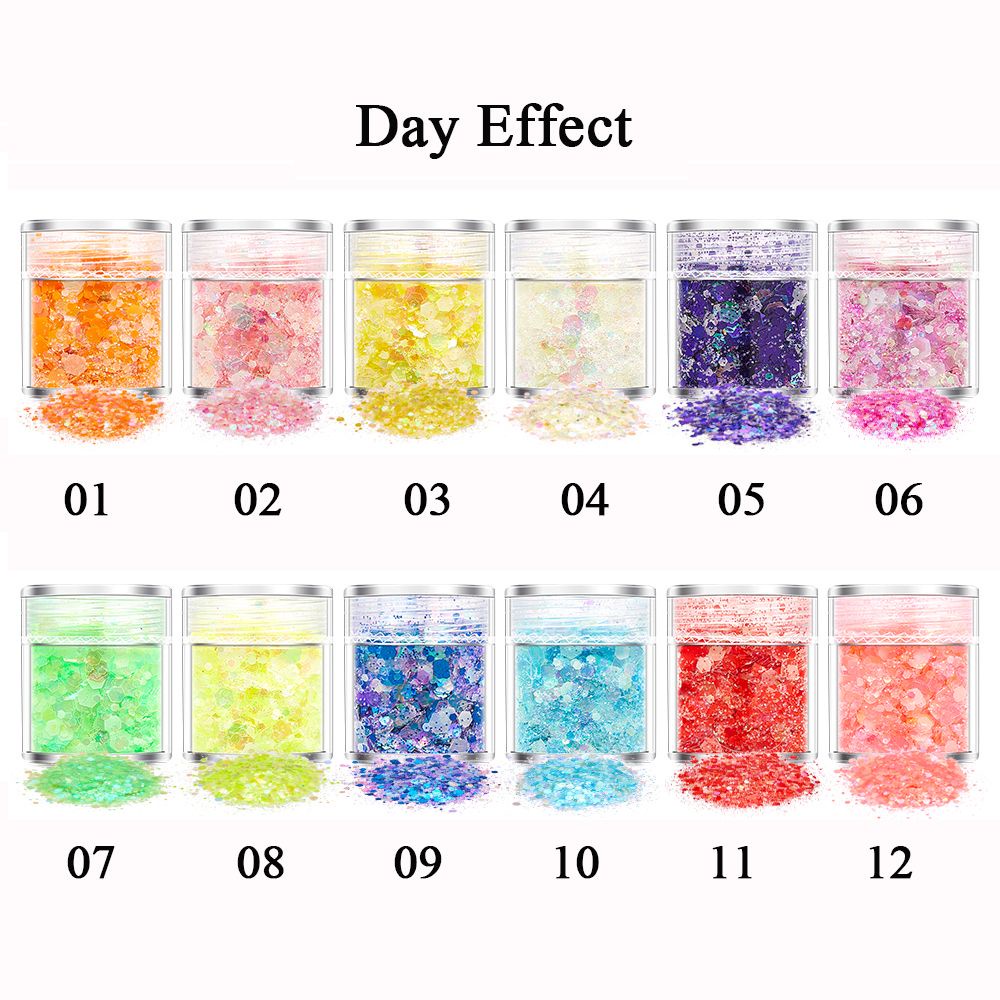 1 Hộp Bột Kim Tuyến Neon Hình Lục Giác Màu Neon Làm Móng Nghệ Thuật Thời Trang