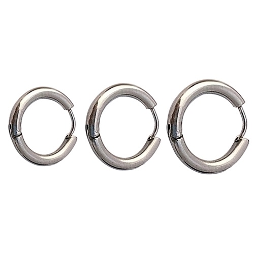 Khuyên Tai Tròn Thép Titan 16/21/23mm Phong Cách Gothic