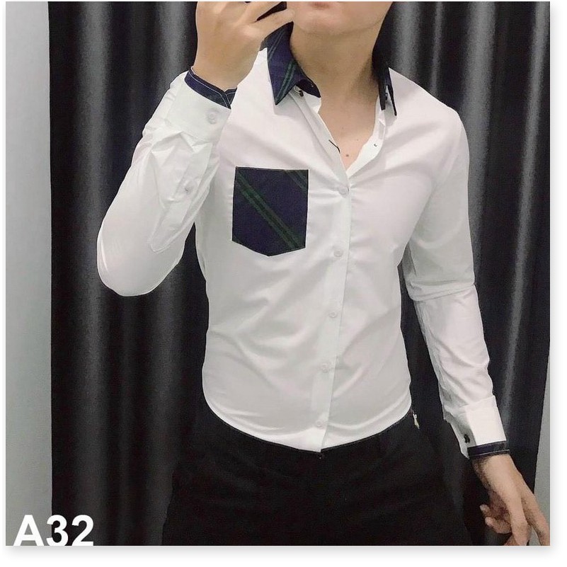 Áo sơ mi nam tay dài vải kate lụa co giãn kiểu cách VNXK ms44 . &lt;3 HP