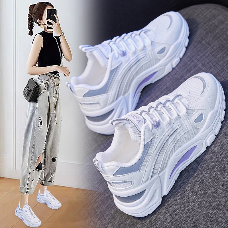 Old Shoes Female Summer Breathable 2021 New Ins Tide Super Fire Thick Bottom Increase Casual Wild Sports Small White Sho