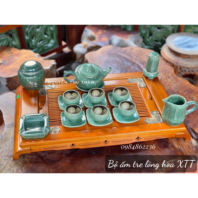 Bộ ấm chén Bát Tràng men hoả biến thiên thanh - Bộ trà Bát Tràng- GỐM BÁT TRÀNG