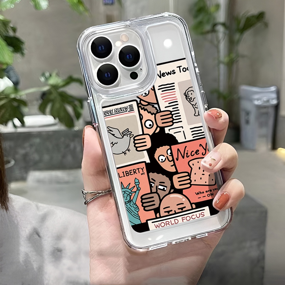 Ốp Điện Thoại Tpu Trong Suốt Hình Báo Giấy retro Cho iphone 14ProMax 14Plus 13 11 12 7Plus X XR XS Max 8 7