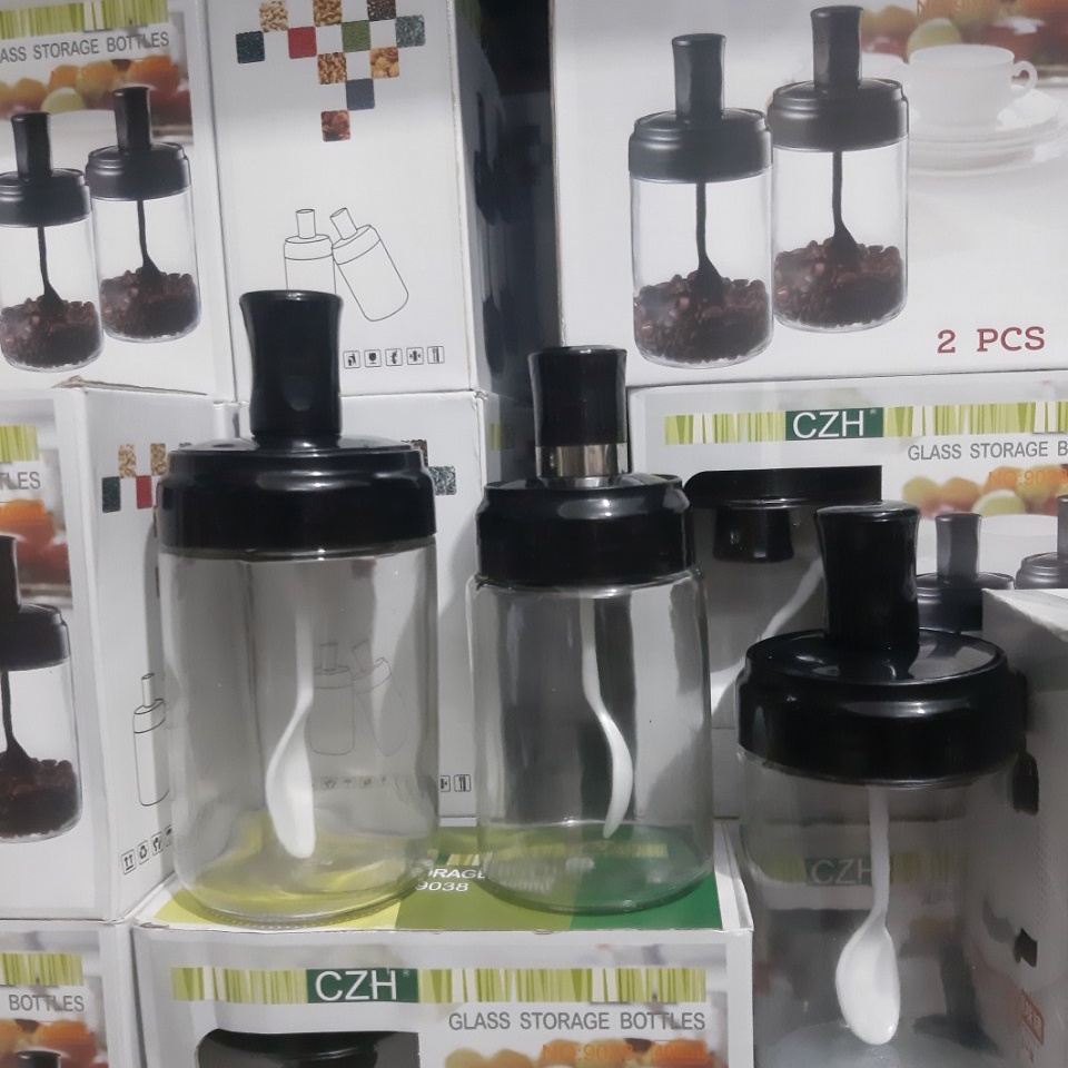 Combo 2-4 Hũ thủy tinh cao cấp đựng gia vị kèm thìa