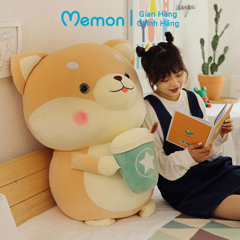 Gấu Bông Chó Shiba Ôm Trà Sữa Cao Cấp Memon