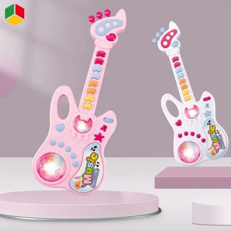 Đàn ghi ta đèn nhạc dễ thương 8 Phím Mô Phỏng Đàn Thật Đàn Ghita Guitar Điện Tử Rockstar Đèn 3D Siêu Sáng Và 8 Phím Nhạc