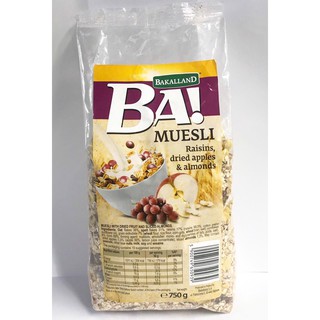 Ngũ cốc ăn sáng giảm cân Bakalland Crunchy Muesli nho táo hạnh nhân dinh dưỡng cao cấp đủ loại 750gr NK Ba Lan