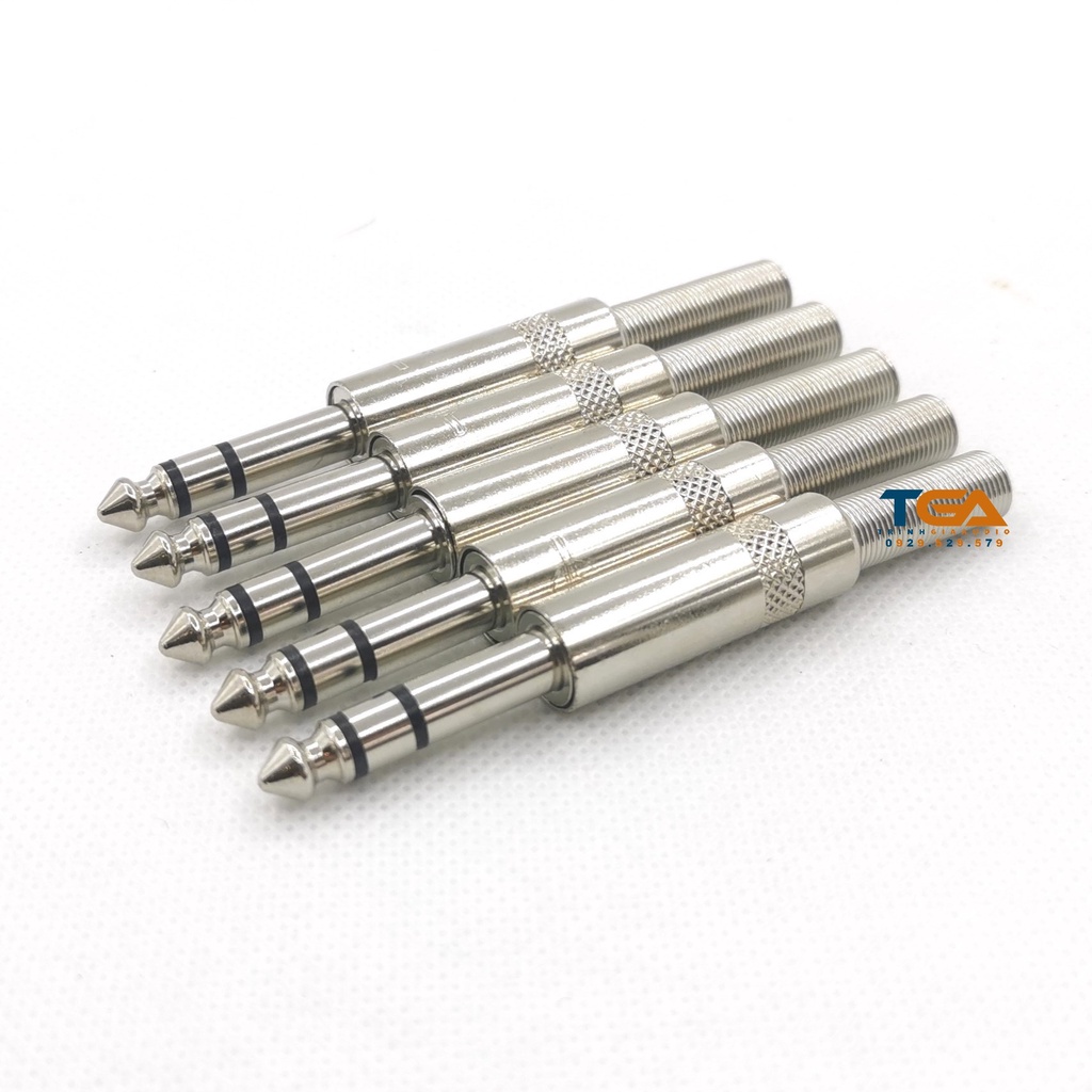 Jack rắc 6ly mono 2 khấc, stereo 3 khấc hàn dây, chân trắng