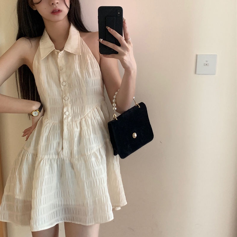 Váy Chiffon Không Tay, Cổ Polo, Kiểu Mới Dành Cho Nữ