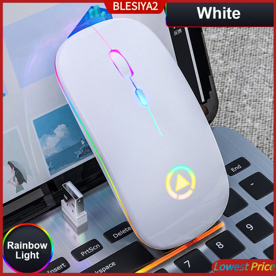 LED Silent Mute   Wireless Mouse Optical Mice with Receiver Gray