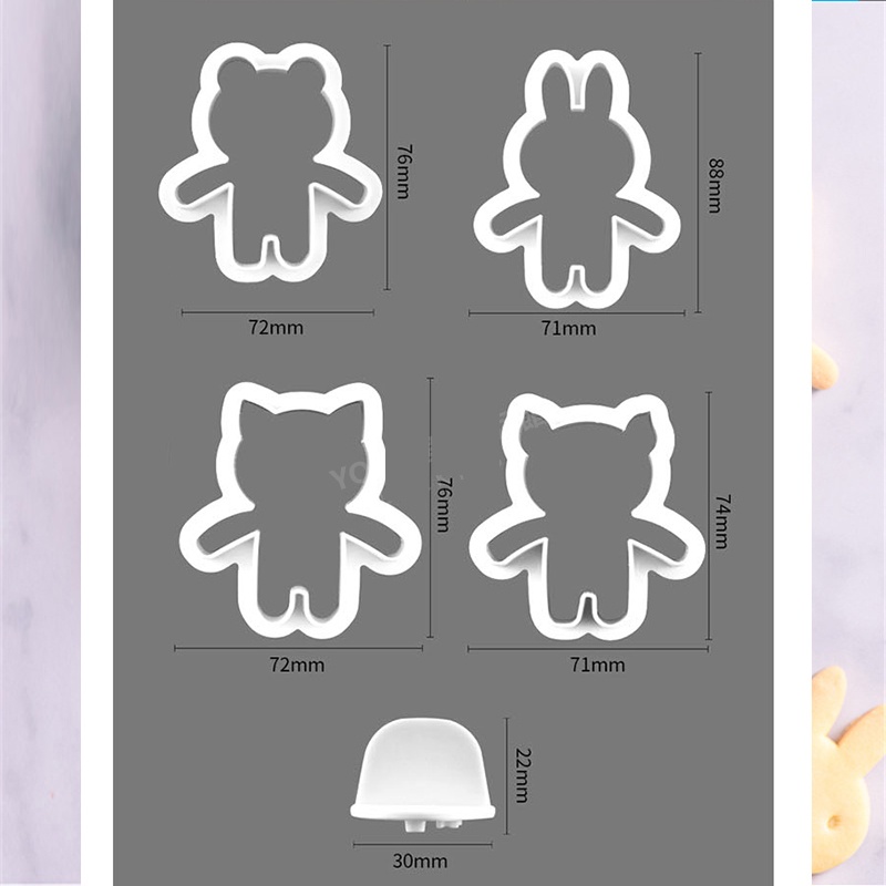 Khuôn Làm Bánh Quy Hình Gấu / Thỏ / Heo / Mèo / Gấu Hoạt Hình Sáng Tạo