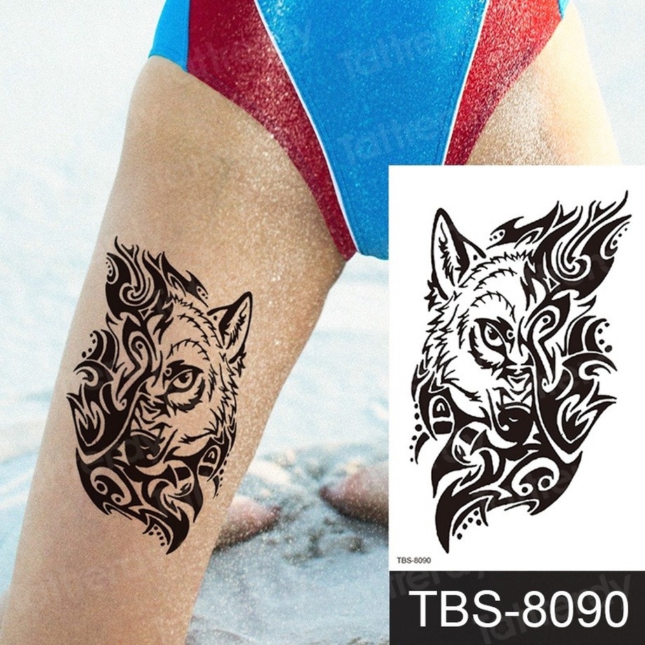 Hình Xăm Dán Tạm Thời Hình Chó Sói/ Cú/ Bò Cạp Màu Đen Độc Đáo Trang Trí Tay/ Vai/ Cánh Tay Cho Nam Và Nữ