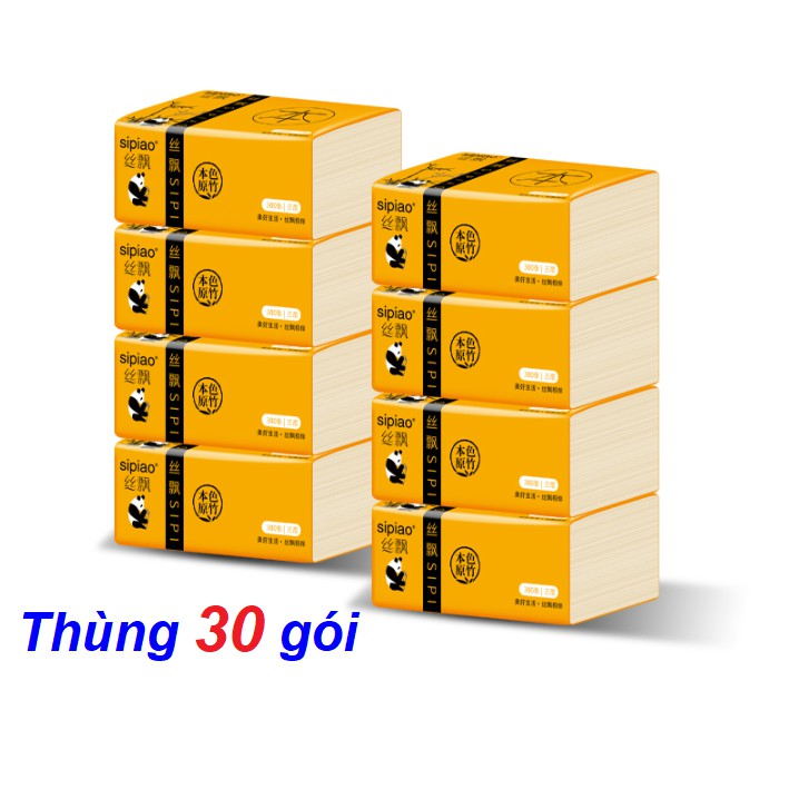 Thùng 30 gói giấy ăn gấu trúc sipiao loại giấy đủ