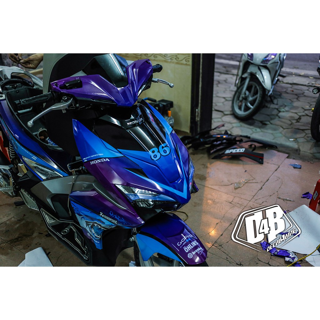 [D4B-Tem chuẩn xịn] Tem trùm xe Air Blade 2016 Shark