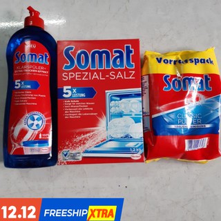Combo muối rửa chén somat 1kg2+ bột rửa somat 1kg2+ nước làm bóng somat 750ml