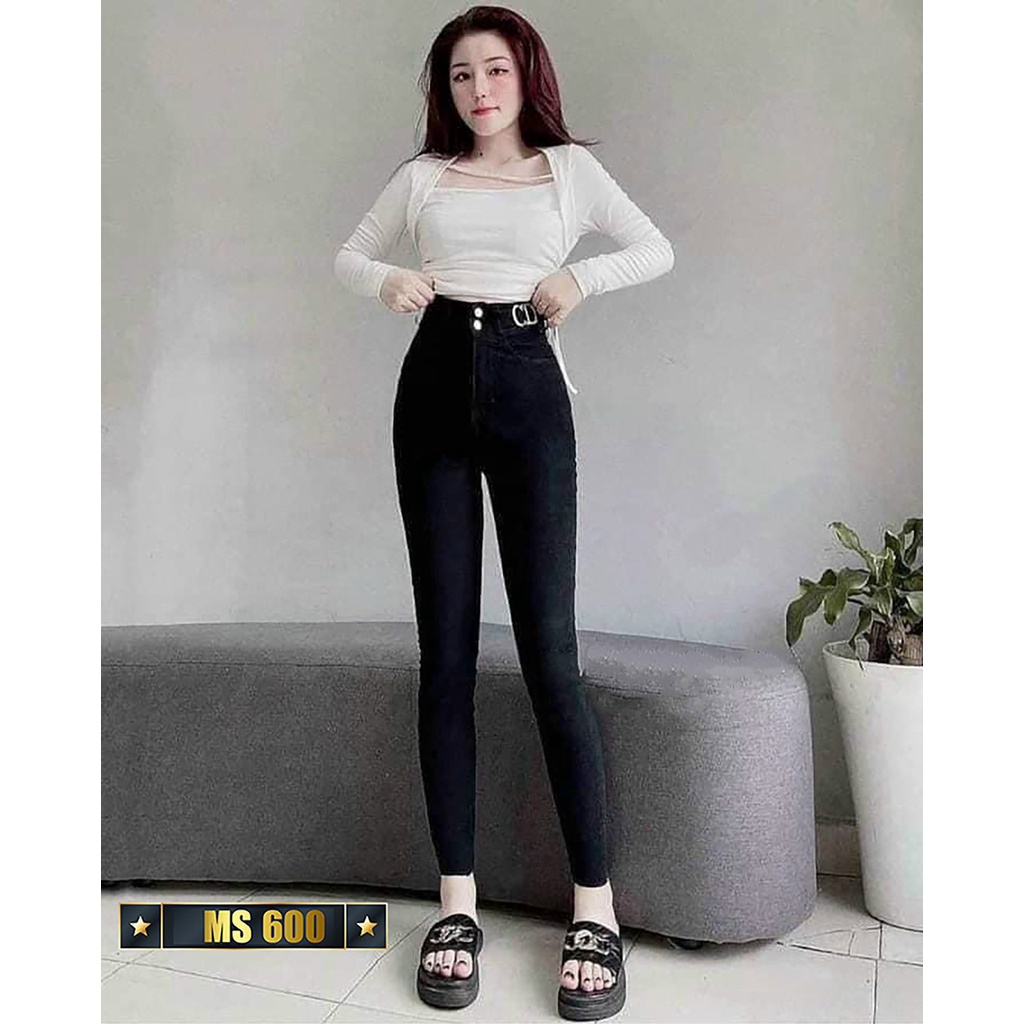 Quần jean nữ lưng cao dáng ôm chất jean cotton cao cấp co giãn mặc tôn dáng, thanh lịch