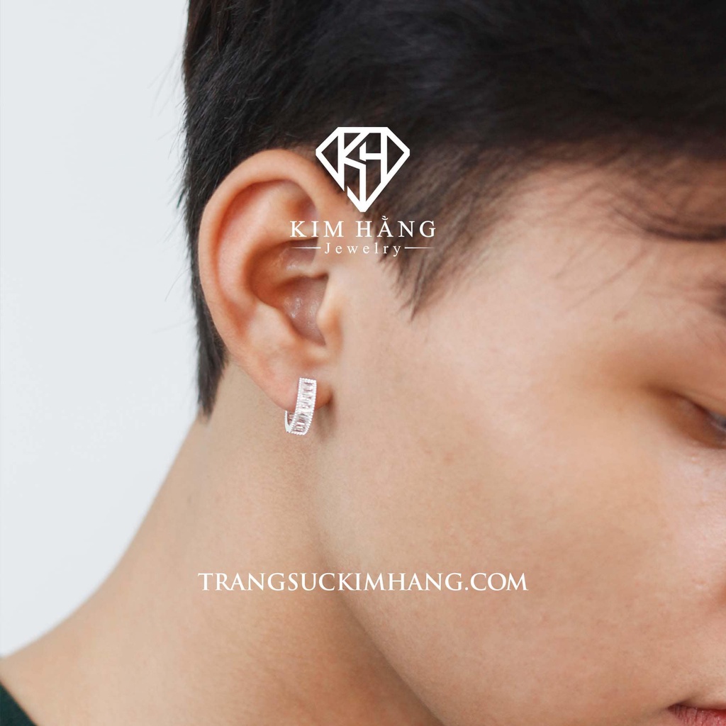 Khuyên Tai BẠC Thiết Kế Full Đá Baguette