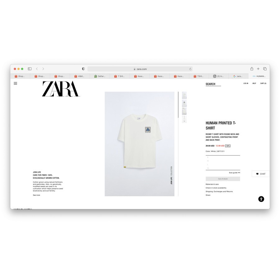 Zara Áo Thun Cổ Tròn In Hình Người Độc Đáo Cá Tính