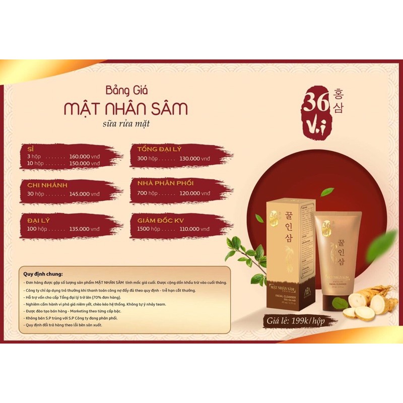 SỮA RỬA MẶT NHÂN SÂM 36 VỊ