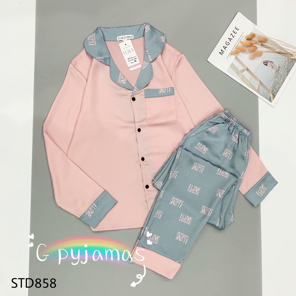 Đồ Ngủ Pijama Lụa Satin Tay Dài Quần Dài Siêu Xinh, Mềm Mịn, Độc Lạ Khó Tìm, Sanh Chảnh Hàn Quốc - Full Size