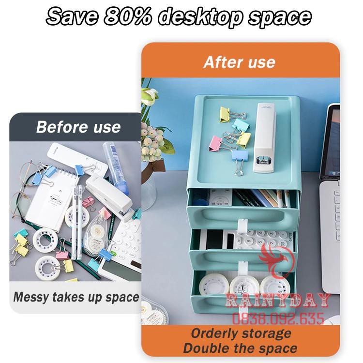 Hộp nhựa ngăn kéo đựng đồ đa năng để bàn xếp chồng mini nhỏ gọn dùng trang điểm văn phòng làm việc