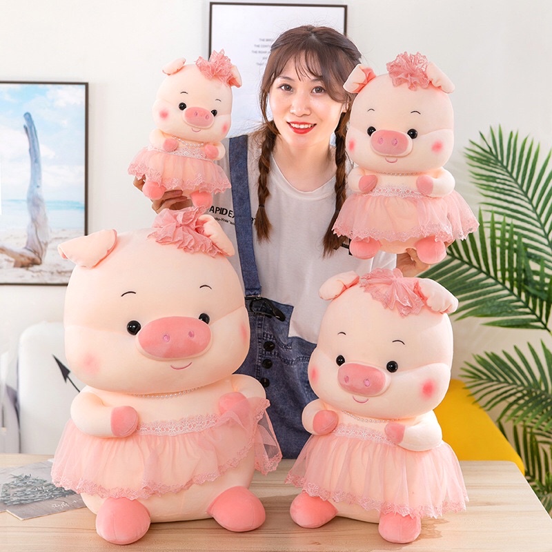 Gấu Bông Heo Váy Ren, Heo hồng Cô Dâu. Quà tặng Cao cấp